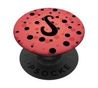 Anguria Nero Polka Dots Lettera S Initials Monogram PopSockets PopGrip Intercambiabile