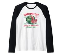 Angurie Juicy Delicious Sweet Anguria Retro Grafica Maglia con Maniche Raglan