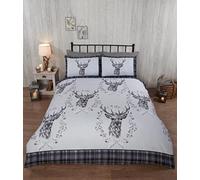 StylemyBedroom ANGUS STAG - Set copripiumino invernale in flanella di cotone spazzolato, 100% flanella (singolo, grigio)