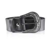 Angus Stoke Cintura western Garry in pelle di bufalo - Cintura da cowboy e rodeo fatta a mano per uomo e donna - Cintura vintage in pelle con fibbia in metallo, Nero , Bundweite 100 (50-52)