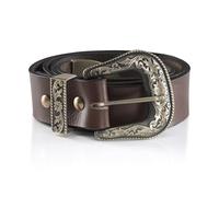 Angus Stoke Cintura western Jayden in vera pelle di bufalo - Cintura in pelle da cowboy fatta a mano per uomo e donna - Cintura vintage con fibbia in metallo, marrone, Bundweite 100 (50-52)