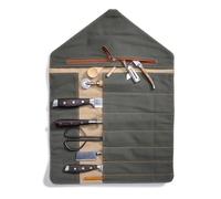 Angus Stoke Gordon - Astuccio per coltelli da cuoco, in pelle di bufalo, con 7 scomparti aggiuntivi, Marrone, 57 cm x 57 cm x 38 cm, borsa coltelli
