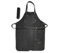 Angus Stoke Grembiule in pelle nera, originale in pelle di bufalo - Grembiule da uomo e donna - BBQ, barista e grembiule da cucina Henry, Nero , Taglia unica