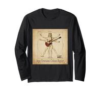 Angus Vitruvianus Citharae Magister. Funny Guitar da Vinci Maglia a Manica