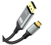 Angusplay Cavo da USB C a DisplayPort 2.1, 16K 30Hz 8K 60Hz 4K 240Hz 40Gbps, cavo da Thunderbolt 4/3 a DP 2.1, compatibile con Macbook Pro/Air per Macbook iPhone 16/15 Pro Max, 3M