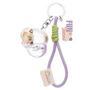 Angy 63184 - Portachiavi e Ciondolo con Gatto, tenero Ciondolo con Liquido e Grazioso Charm, Regalo Perfetto per Gli Appassionati di Gatti e dello Stile Kawaii 5 x 4 cm, Lilla