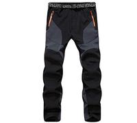 Angyu Termici Impermeabile Pantaloni Softshell in Pile Sintetico Foderato Unisex Pantaloni Trekking Montagna Escursionismo (Nero Grigio(Uomo), M)