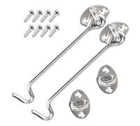 Anhoer 2 ganci tempesta con occhielli per cabina, in acciaio inox, con viti di montaggio per persiane, cancello da giardino, garage, argento (2 pezzi da 150 mm)