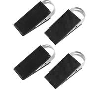 Anhoer 4 pezzi cunei in gomma con manico in acciaio inox, fermaporta antiscivolo con supporto in acciaio inox, cuneo resistente ai graffi, colore nero, per porte pesanti, porte in vetro, bagno, porta