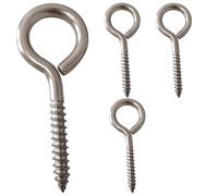 Anhoer Gancio a vite con occhiello in acciaio inox, occhielli a vite, ganci per legno, gancio a vite per lampadari fai da te (4, M10 x 125 mm)