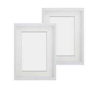 Anhow 2 Pezzi 3D Cornici per Foto 20x25 cm (Profondità 3 cm), Cornice Profonda per Foto con Passepartout per Foto 13x18 cm Cornice 3D Profonda con Vetro - Bianca