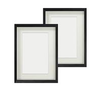 Anhow 2 Pezzi Cornici 21x29,7 cm, A4 3D Cornice Profonda con Passepartout Cornice con Vetro Cornice Nera per Foto 15x20 cm per Fiori, Souvenir, Pittura Diamante - 3 cm di Profondità/Nero