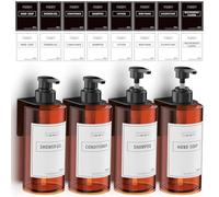 Anhow 4 Pezzi Dispenser Sapone Bagno, 500ml Dispenser Doccia Muro di Liquido per Doccia Bagno Cucina Shampoo Bagnoschiuma - Marrone