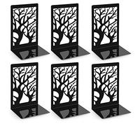 Anhow 6 Pezzi Fermalibri per Mensole, Reggilibri in Metallo Nero Reggi Libri per Libreria di Design a Forma di Albero per Casa, Ufficio, Biblioteca, Scuola, Studenti Regalo - Nero