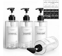 Anhow Dispenser Sapone Bagno 500ml, 4 Pezzi Dispenser Doccia di Liquido per Doccia Bagno Cucina Shampoo Bagnoschiuma - Trasparente
