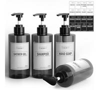 Anhow Dispenser Sapone Bagno 500ml, 4 Pezzi Dispenser Doccia di Liquido per Doccia Bagno Cucina Shampoo Bagnoschiuma - Grigio