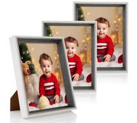 Anhow Set di 3 Cornici per Foto da 20x25 cm (8 x 10 Pollici), Cornici per Foto per la Decorazione con Foglio Acrilico Trasparente Infrangibile - Grigio Scuro / 3 Pezzi