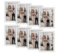 Anhow Set di 8 Cornice 10x15 cm (4 x 6 Pollici), Cornice Foto 10x15 cm Cornici Portafoto per la Decorazione - Bianco / 8 Pezzi