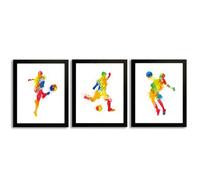 ANHUIB Set di 3 poster colorati con cornice, per la cameretta dei bambini, motivo: calcio, per adolescenti, ragazzi, camera da letto, sport, per soggiorno, decorazione da parete, regalo, 20 x 25 cm