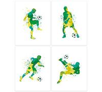 ANHUIB Set di 4 poster con pallone da calcio, decorazione da parete per la cameretta dei bambini, per ragazzi e bambini, per la camera da letto, per lo sport, 20 x 25 cm, senza cornice