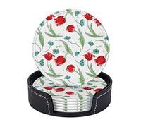 ani Rossi su Sotto chiere Bianco Set di 6 per Bevande con Supporto, Sotto chieri Country Pastorali in Pelle Antiscivolo Impermeabili per Cucina Tavolo in Legno Tavolino da Pranzo Bar Decor