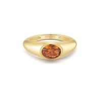 ANIA HAIE Anello da donna Melodic Poet Sculptural Gemstone Maillard, in argento sterling placcato oro 14 carati, con una grande pietra colorata, misura EUR 56, confezione regalo inclusa