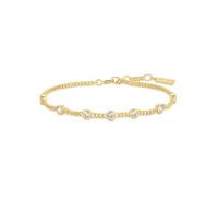 ANIA HAIE Bracciale da donna Melodic Poet Multi Station Round Stone, in argento sterling placcato oro 14 carati, con 7 zirconi rotondi, lunghezza 16,5 cm + 2 cm di estensione, confezione regalo