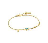 ANIA HAIE Bracciale da donna Mineral Glow Turquoise Discs in argento Sterling placcato oro 14 carati, tre piastrine d'oro, un ciondolo turchese, lunghezza 16,5 cm + 2 cm di estensione, in confezione
