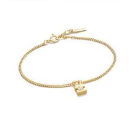 ANIA HAIE Bracciale da donna Modern Muse, in argento sterling placcato oro 14 carati, con perla di conchiglia, lunghezza 16,5 cm + 2 cm, confezione regalo inclusa