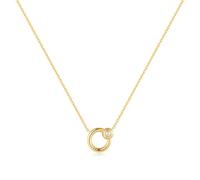 ANIA HAIE Collana da donna Chic Creator Hoop Freshwater Pearl Necklace in argento sterling 925 placcato oro 14 carati, decorata con una perla, lunghezza: 40 cm + 5 cm di estensione, inclusa confezione