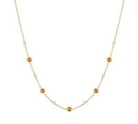 ANIA HAIE Collana da donna Melodic Poet Nano Gem Station, in argento Sterling placcato oro 14 carati, con 6 zirconi e 5 pietre colorate, lunghezza 40 cm + estensione di 5 cm, confezione regalo inclusa