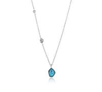ANIA HAIE Collana da donna Mineral Glow turchese pendente in argento Sterling tempestato di due piastrine d'argento e un ciondolo turchese, lunghezza 46 cm + estensione di 5 cm, confezione regalo