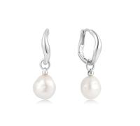 ANIA HAIE Orecchini a cerchio da donna Chic Creator Freshwater Pearl Drop Hoops in argento sterling 925, decorati con 2 perle d'acqua dolce, dimensioni: 12 x 1,5~3 mm, confezione regalo inclusa