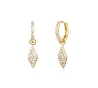 ANIA HAIE Orecchini a cerchio da donna Dusk Divas Pavé Sparkle Huggies in argento sterling 925 placcato oro 14 carati, con 82 zirconi, dimensioni: 8,5 x 1,5 mm, con confezione regalo
