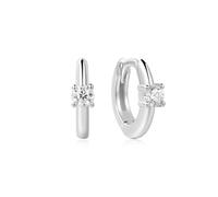 ANIA HAIE Orecchini a cerchio da donna Dusk Divas Solitaire Cubic Zirconia Mini Huggies in argento Sterling 925, con 2 zirconi, dimensioni: 6,5 x 1,2 mm, con confezione regalo
