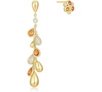 ANIA HAIE Orecchini da donna Melodic Poet Nano Gem Teardrop, in argento Sterling placcato oro 14 carati, con zirconi, perle dorate e pietre colorate a forma di goccia, lunghezza 60 mm, confezione