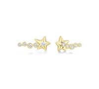 ANIA HAIE Orecchini da donna Melodic Poet Sparkling Meteor a forma di stella cadente, in argento sterling placcato oro 14 carati, con 10 zirconi, lunghezza 20 mm, confezione regalo inclusa