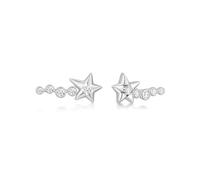 ANIA HAIE Orecchini da donna Melodic Poet Sparkling Meteor a forma di stella cadente, in argento Sterling con 10 zirconi, lunghezza 20 mm, confezione regalo inclusa