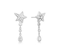 ANIA HAIE Orecchini da donna Melodic Poet Sparkling Star Drop, in argento Sterling, a forma di stella e pendente a goccia, con zirconi, lunghezza 26 mm, confezione regalo inclusa