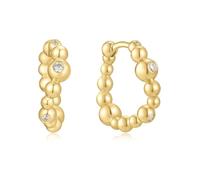ANIA HAIE Poet Bezel - Orecchini da donna in argento Sterling placcato oro 14 carati, con 6 zirconi e perle dorate, lunghezza 16 mm, con confezione regalo
