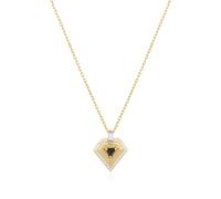 ANIA HAIE Sunshine Chaser - Collana da donna in argento sterling 925 placcato oro 14 carati, ciondolo decorato con 29 zirconi, lunghezza: 43 cm + 5 cm di estensione, confezione regalo inclusa