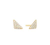 ANIA HAIE Sunshine Chaser Triangular Pavé Studs - Orecchini da donna, in argento Sterling 925, placcato oro 14 carati, con 44 zirconi, dimensioni: 10 x 4,8 mm, con confezione regalo