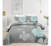 Anibedding Set di biancheria da letto per letto king size, con motivo floreale verde, 3 pezzi, elegante copriletto bohémien con fiori e 2 federe, morbido e leggero, per adulti (verde, 264 x 228,6 cm)
