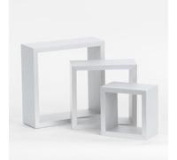 Anika Set di 3 mensole galleggianti a Forma di cubo o Vassoio, Misura Grande, Media, Piccola (Bianco, cubo)