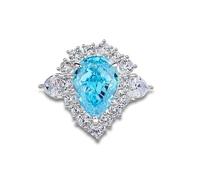 Anillo Compromiso Mujer, anello per la mamma, con zaffiro creato in laboratorio, con moissanite oro bianco/platino 950, O 1/2, Platino 950, Topazio