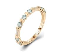 Anillo Compromiso Mujer - Set di gioielli da donna rotondi con moissanite blu e verde, K 1/2, Oro giallo 14 carati, Moissanite