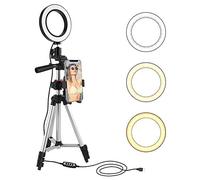 Anillo de 5.7 "con soporte para trípode y soporte para teléfono celular para transmisión en vivo/video de Youtube/video de autorretrato, luz LED con 3 modos de luz y 11 niveles de brillo