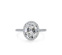 Anillo de Promesa para Mujer, Anelli da sposa con set di gioielli da donna in moissanite ovale da 3 ct, J 1/2, Platino, Moissanite