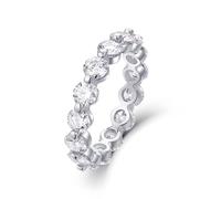Anillos de Compromiso para Mujer, set di fedi nuziali in moissanite rotonda da 4 mm in argento 4,5 carati, oro bianco/platino