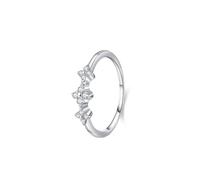 Anillos de Matrimonio para Mujer, Anello Eternity per le Donne Semplice Fiore Sottile con Diamante Rotondo Oro Bianco Platino Misura I 1/2